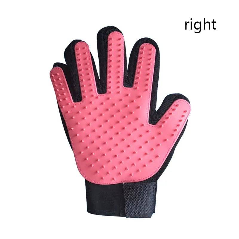 Black Pawciara pet grooming glove for dogs and cats, featuring deshedding, massage, and hair removal with flexible silicone bristles.
