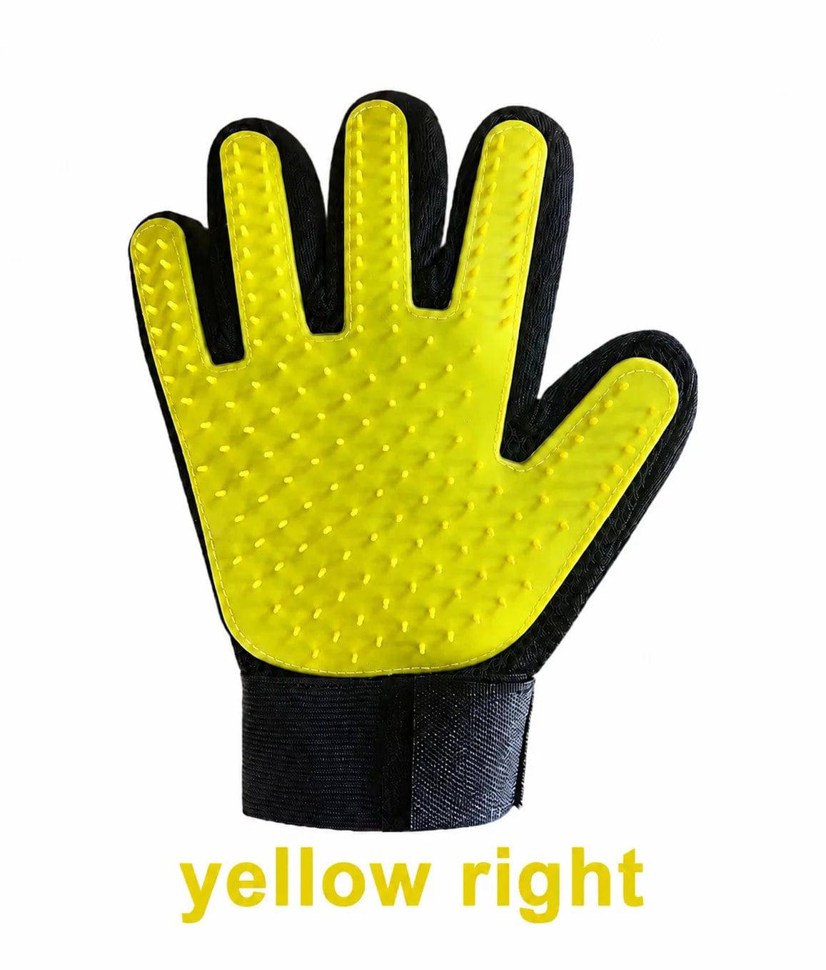 Black Pawciara pet grooming glove with textured surface for deshedding, massage, and hair removal for dogs and cats.