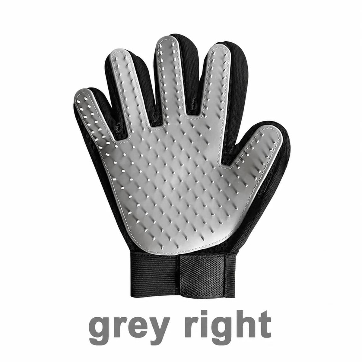 Black Pet Grooming Glove by Pawciara for deshedding and massage, featuring soft rubber bristles for dog and cat grooming.