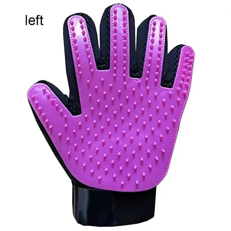 Black Pawciara pet grooming glove for dogs and cats, featuring deshedding, massage, and hair removal for clean, healthy pets.