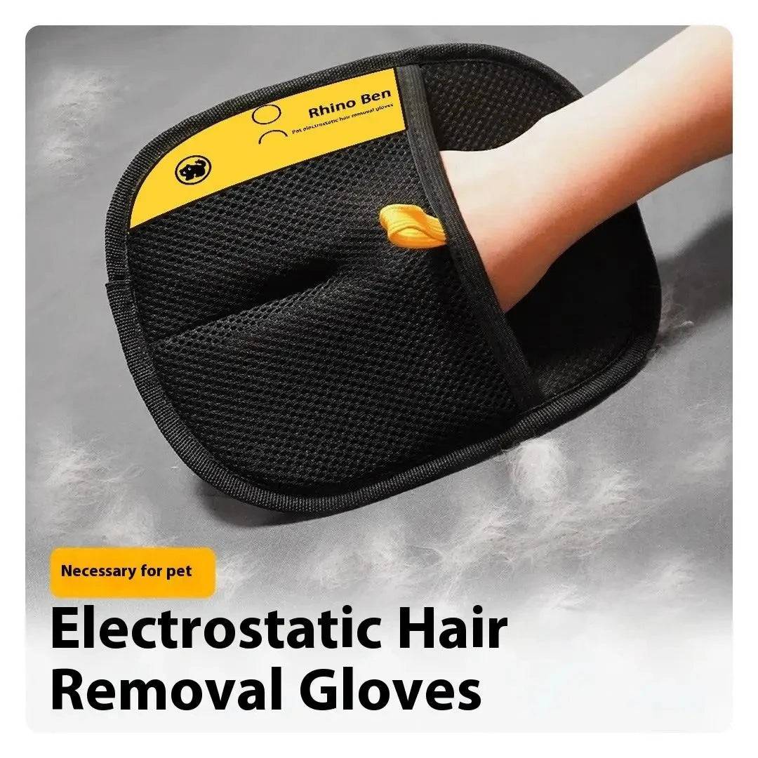 Black Pawciara pet grooming glove with textured surface for deshedding, massaging, and cleaning dogs and cats.