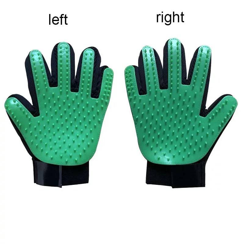 Black Pawciara pet hair glove comb for dogs and cats, grooming, deshedding, and massage brush for animal grooming and cleaning.