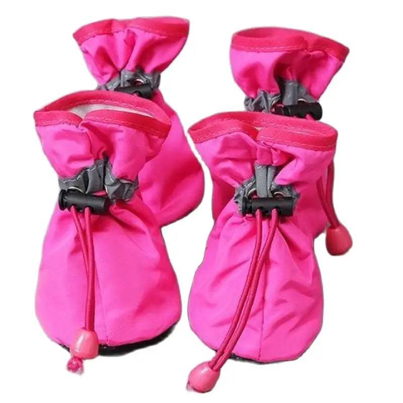 Black waterproof anti-slip dog boots by Pawciara, set of four, designed for small dogs and cats with non-slip soles.