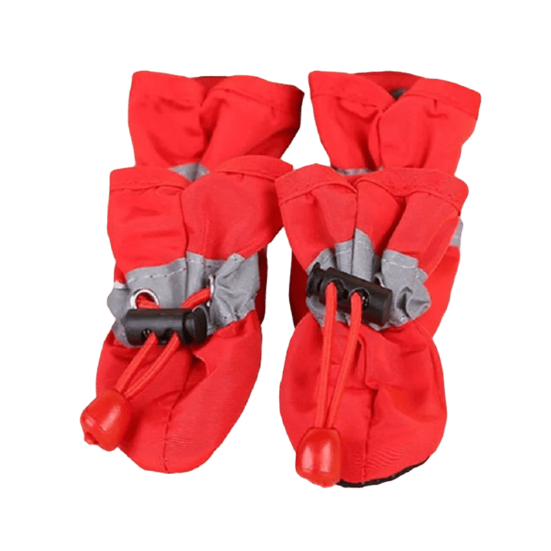 Pawciara waterproof anti-slip dog boots in black, 4-piece set, small size, designed for pets with rain-resistant and paw protection features.