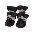 Pawciara waterproof anti-slip dog boots in black, four-piece set, designed for small pets with durable rain footwear and paw protection