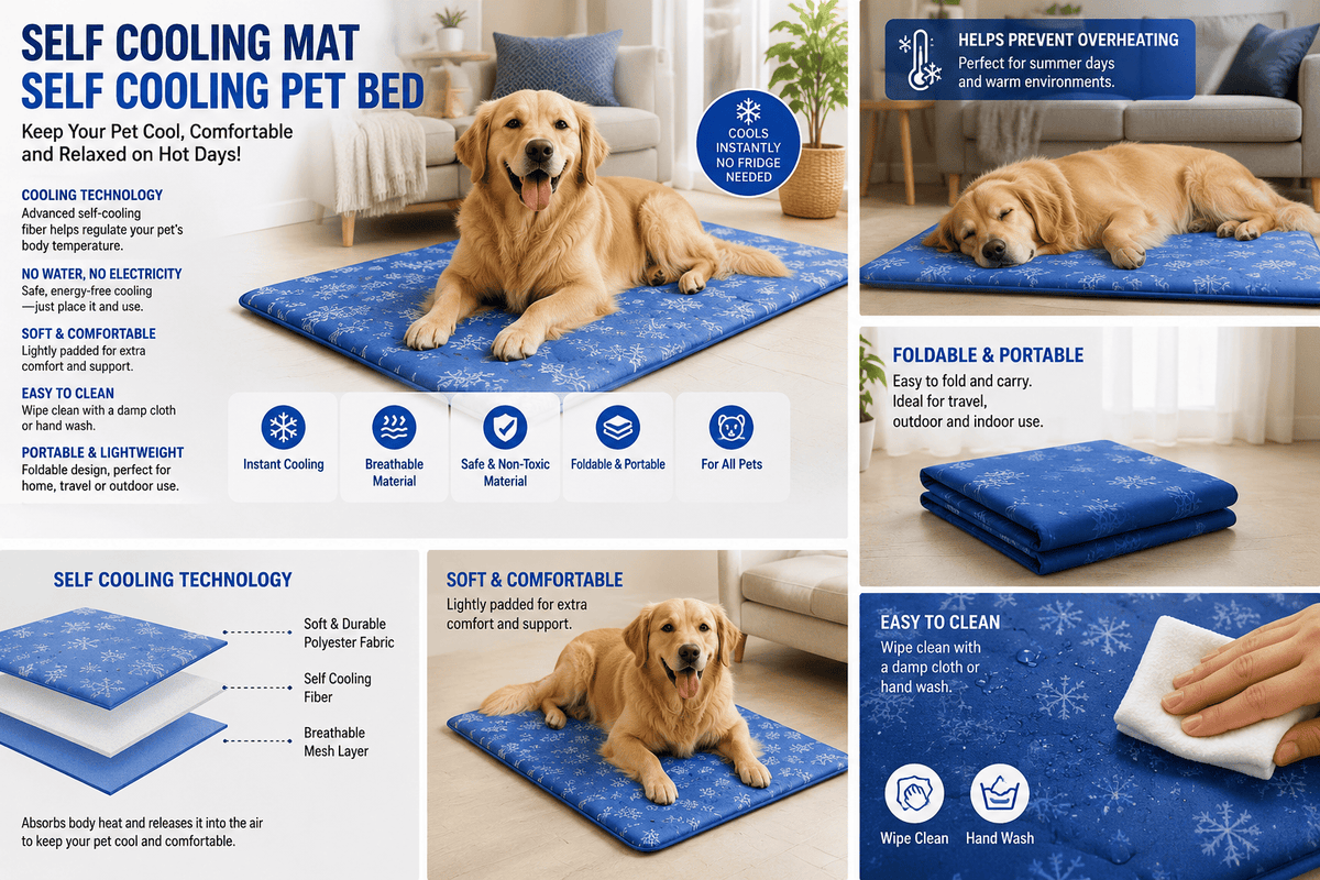 Dog cooling mat by Pawciara, self-cooling pet bed with a soft surface designed to keep dogs cool and comfortable.