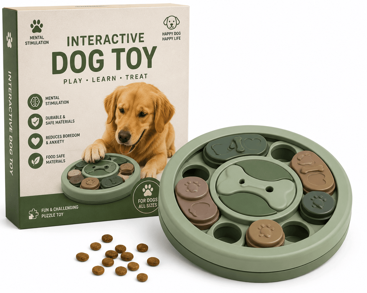 Pawciara interactive dog toy with colorful rubber design, designed to engage and entertain dogs during playtime.