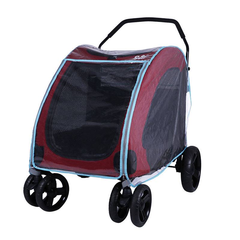 Pawciara universal pet stroller rain cover protects dogs from rain and weather, made of transparent, weatherproof material.
