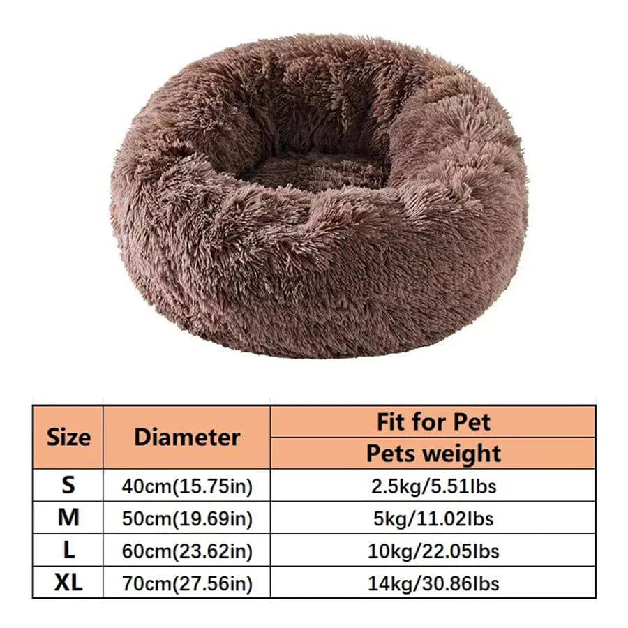 Gray Pawciara plush donut pet bed with faux fur, round shape, washable, ideal for small to medium dogs and cats for cozy sleep.