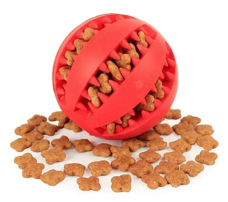 Green natural rubber dog chew ball set by Pawciara, 5cm diameter, durable interactive dental toy for teeth cleaning and play.