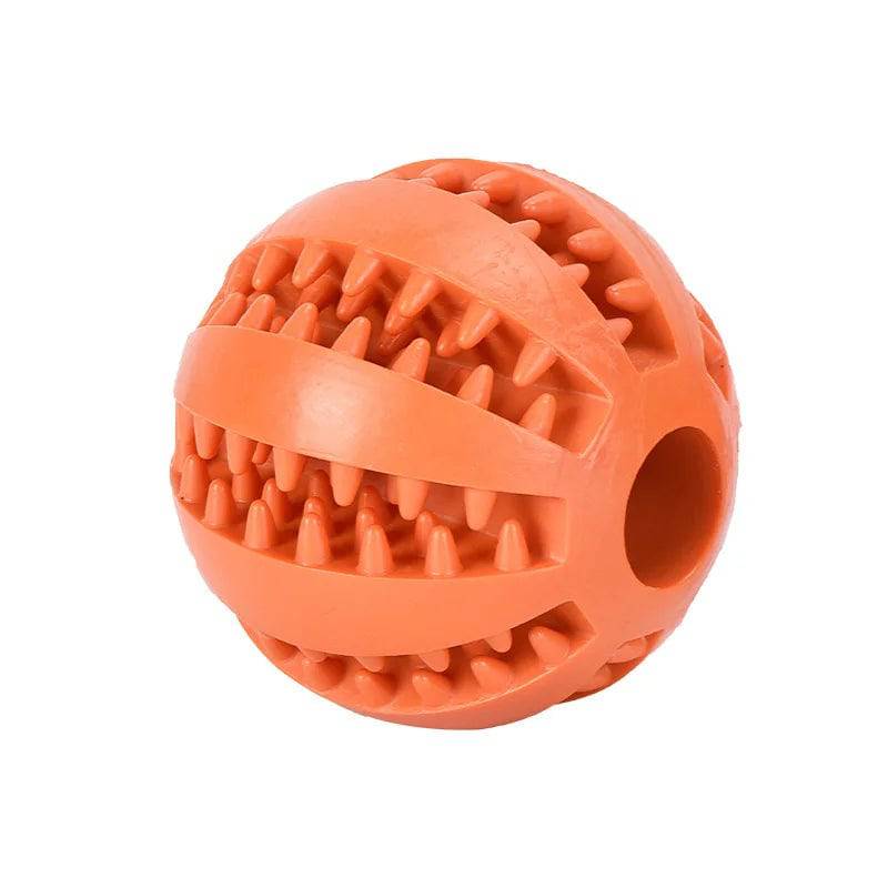 Pawciara natural rubber dog chew balls set, 5cm diameter, interactive dental toys for teeth cleaning and play, 5-pack in green.