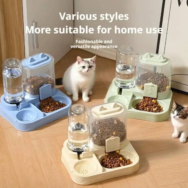Light green Pawciara dual pet feeder and water bowl with all-in-one automatic food and water dispenser, large capacity pet supplies