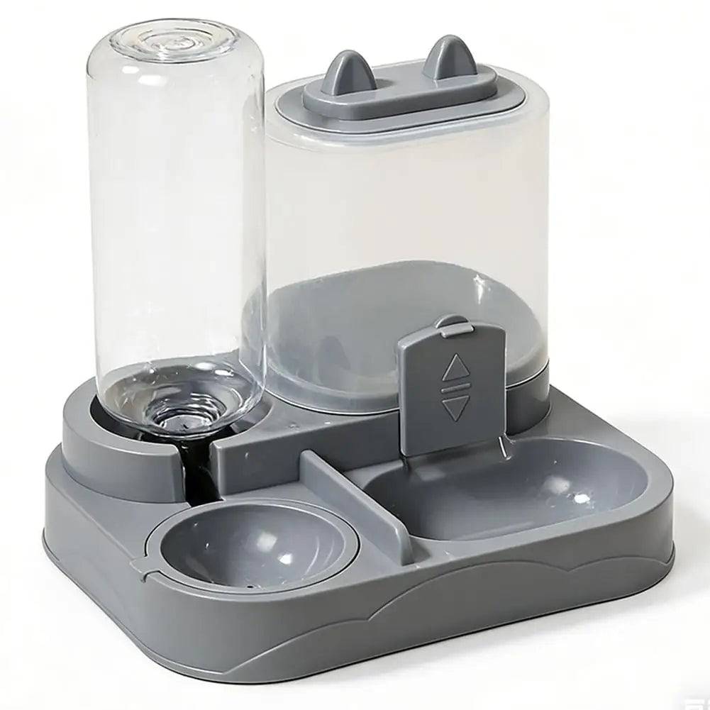 Light green Pawciara dual pet feeder and water bowl with large capacity, automatic food and water dispenser for pets.