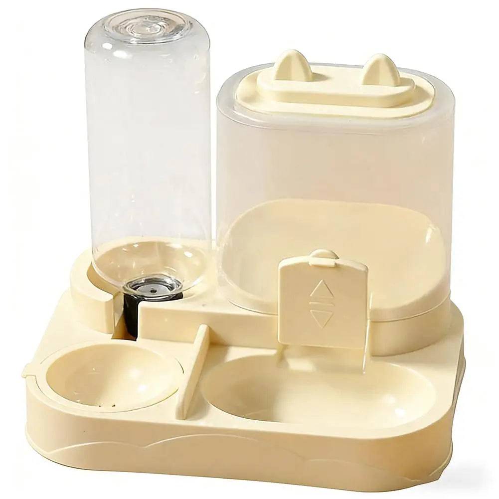 Pawciara light-green pet feeder with dual food and water bowls, large capacity automatic dispenser for pets.