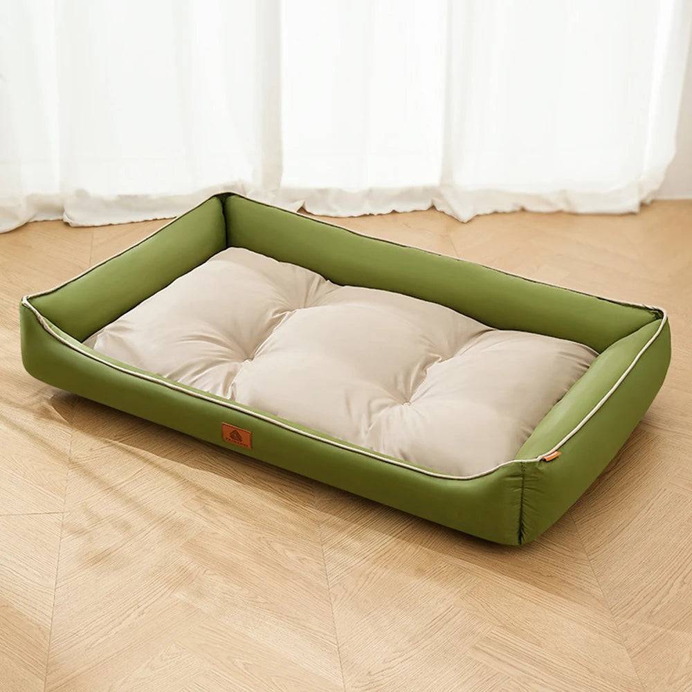 Pawciara large plush pet sofa bed in orange and gray, cozy sleeping area for dogs and cats, winter warm and comfortable.