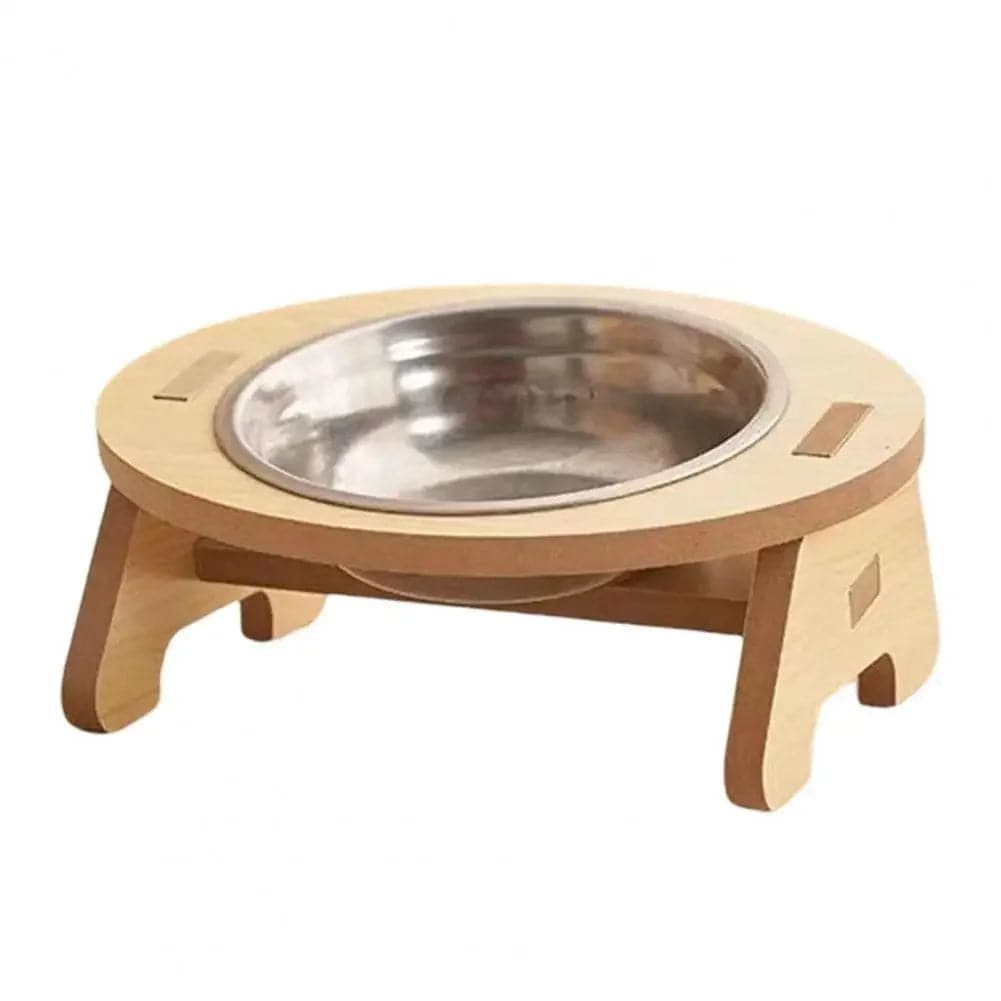 Pawciara double pet food and water bowl stand with anti-tip design for cats and dogs, ensuring stable feeding.