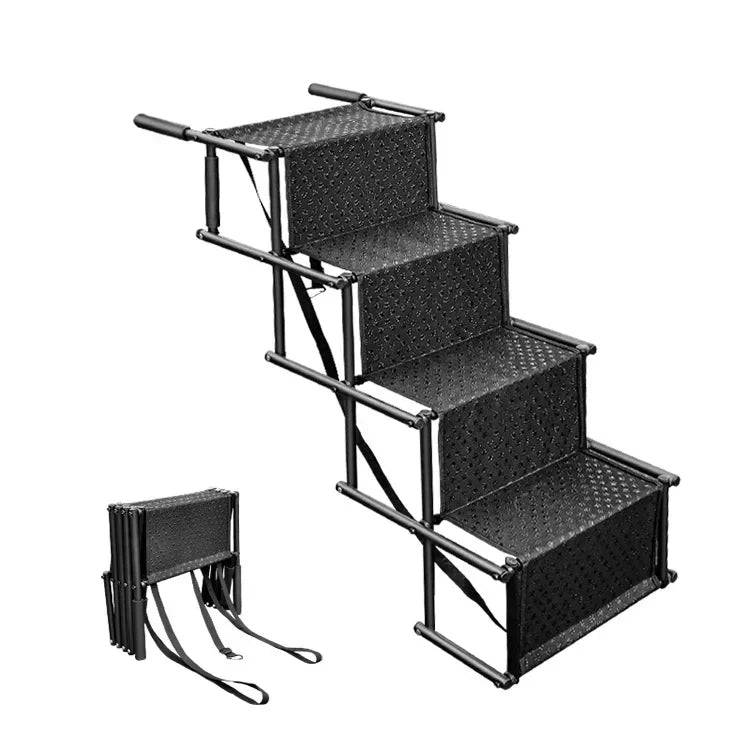 Foldable Pawciara pet ramp with smooth surface, portable steel ladder for easy access for dogs and outdoor use.