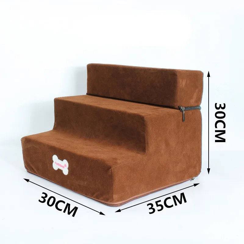 Pawciara 3-step pet stairs for small dogs and cats with anti-slip surface, three floors, and removable design.