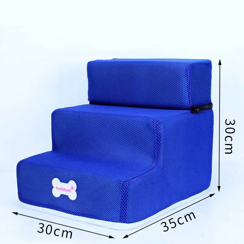 Pawciara 3-step pet stairs for small dogs and cats, featuring anti-slip surfaces and a three-floor design for easy access.