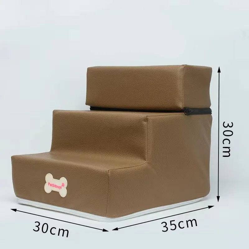 Pawciara 3-step pet stairs for small dogs and cats, with anti-slip surface and removable design, suitable for helping pets reach higher surfaces.