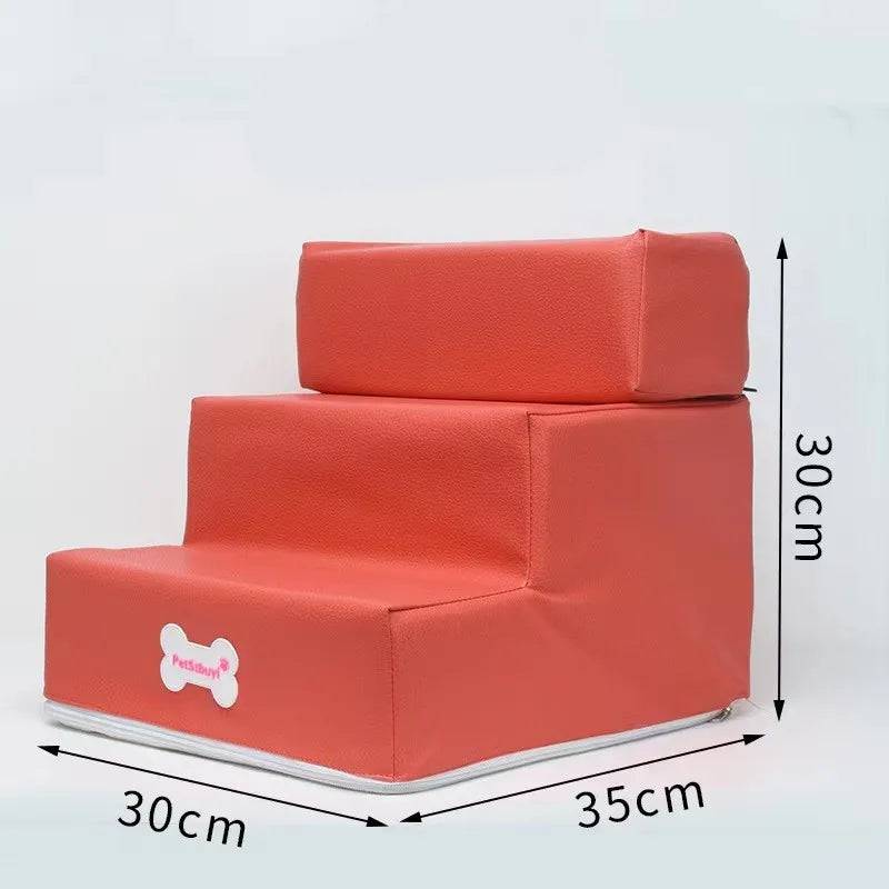Pawciara 3-step pet stairs for small dogs and cats, with anti-slip surfaces and removable design, ideal for easy access to furniture.