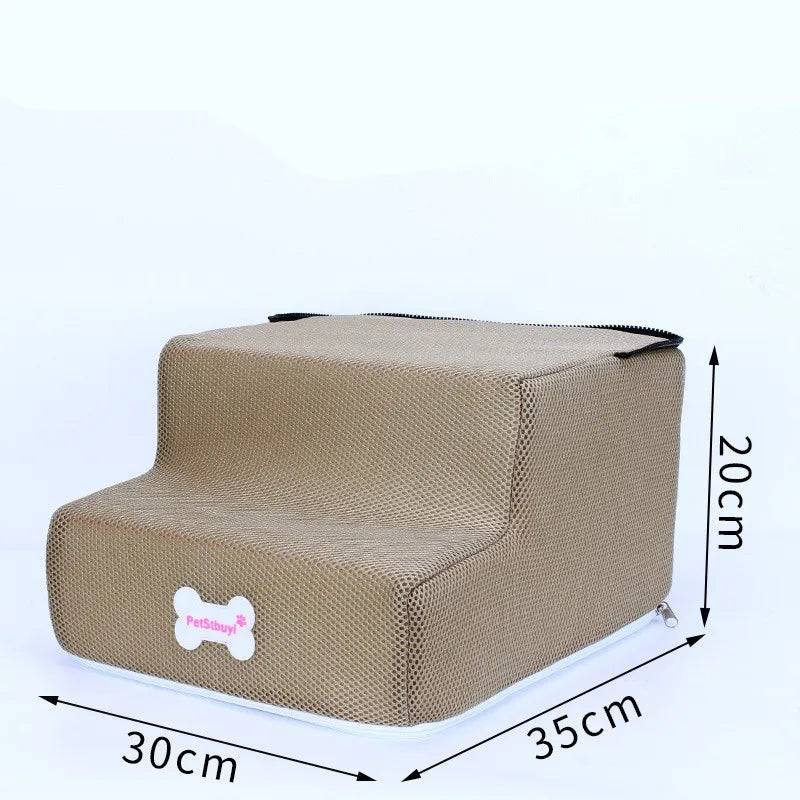 Pawciara 3-step pet stairs for small dogs and cats, with anti-slip surface and removable design for easy access and safety.