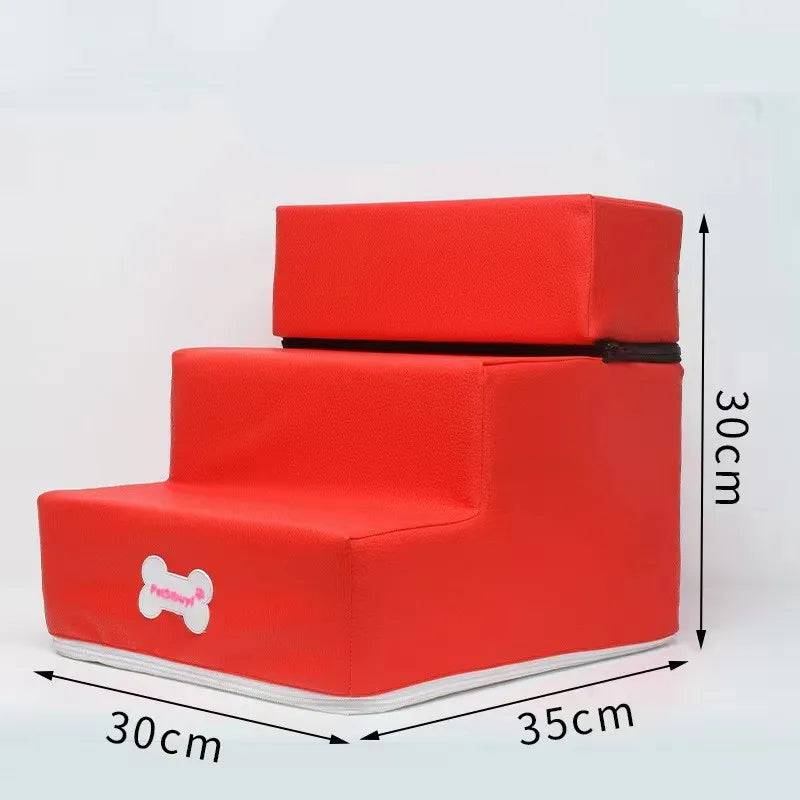 Pawciara 3-step pet stairs for small dogs and cats, featuring anti-slip surface and removable design, ideal for helping pets reach higher surfaces.
