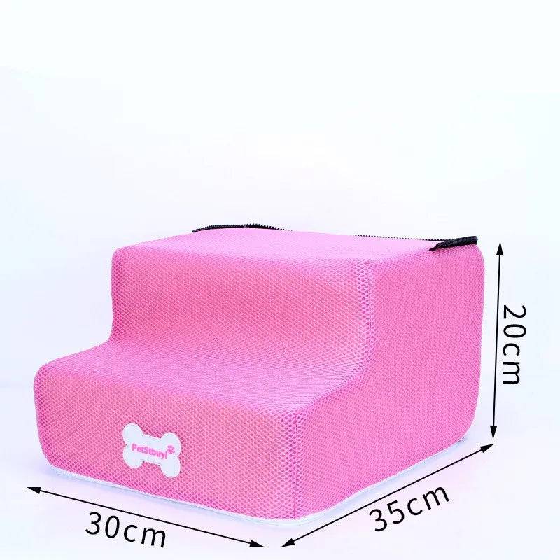 Pawciara 3-step pet stairs for small dogs and cats, with anti-slip surface and removable design, ideal for pet beds and furniture.
