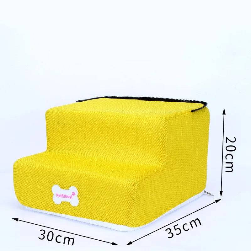 Pawciara 3-step pet stairs for small dogs and cats, with anti-slip surface and removable design, ideal for helping pets reach higher areas.