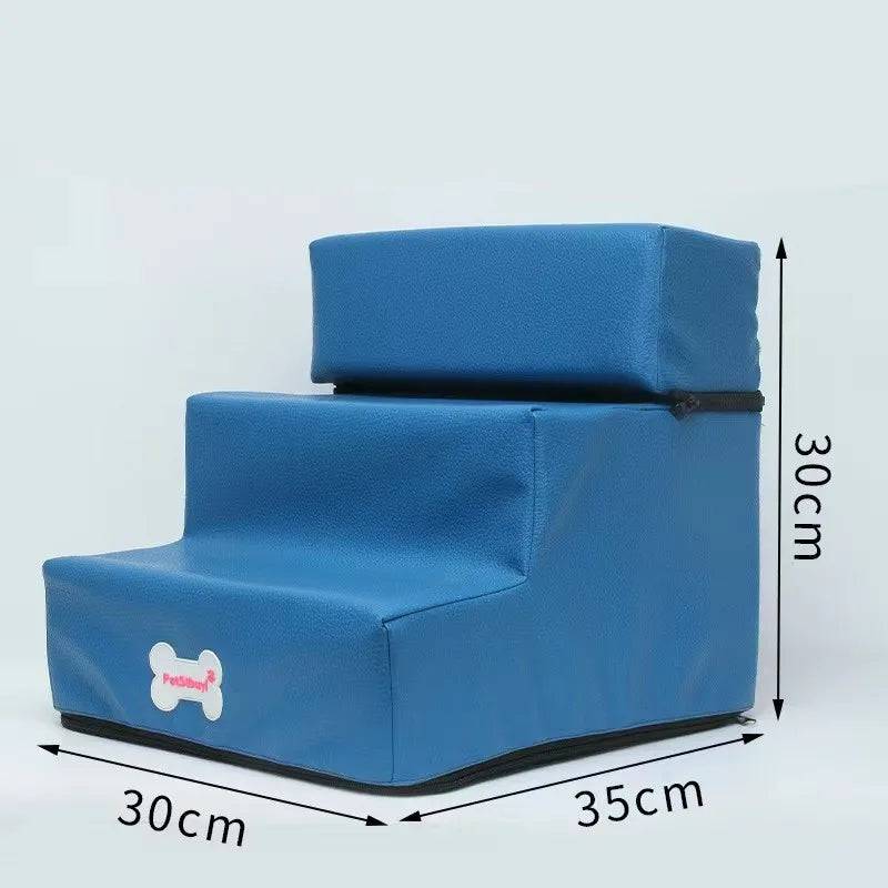 Pawciara 3-step pet stairs for small dogs and cats, with anti-slip surface and three floors, designed to help pets reach higher surfaces.