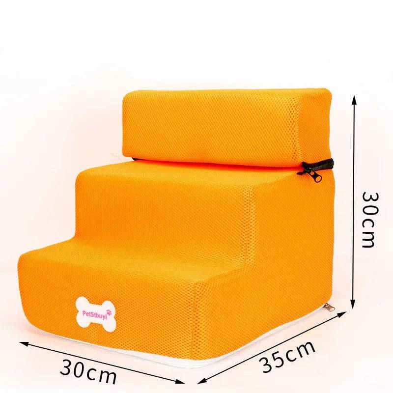 Pawciara 3-step pet stairs for small dogs and cats, with anti-slip surface and three floors, suitable for pet beds and high furniture.
