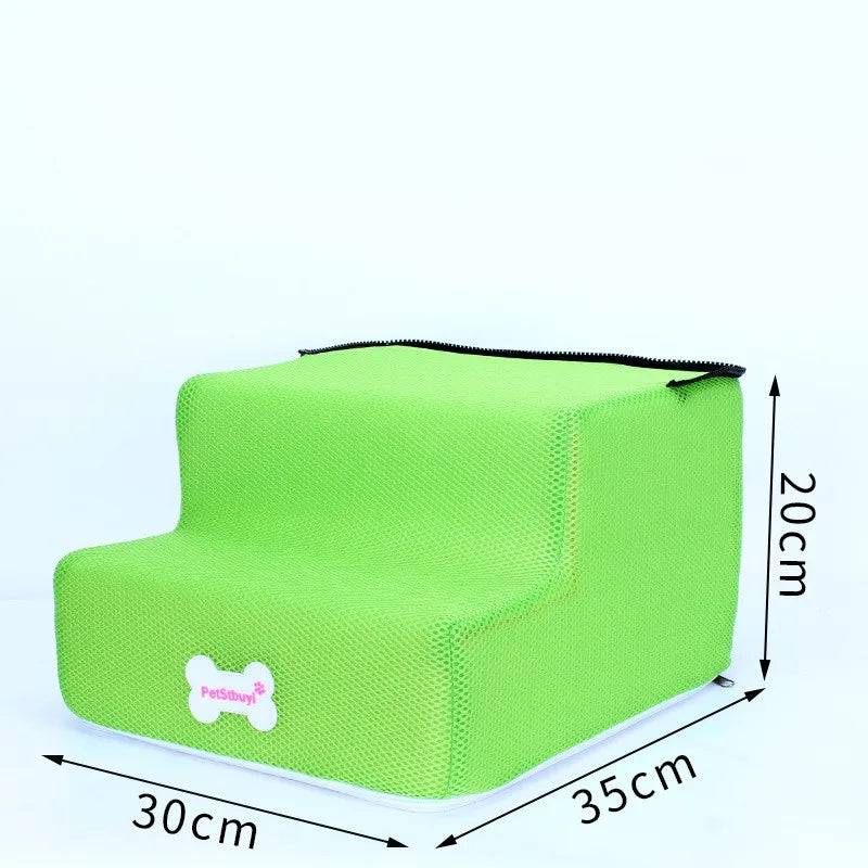 Pawciara 3-step pet stairs for small dogs and cats, with anti-slip surface and three levels, designed for easy access to furniture.