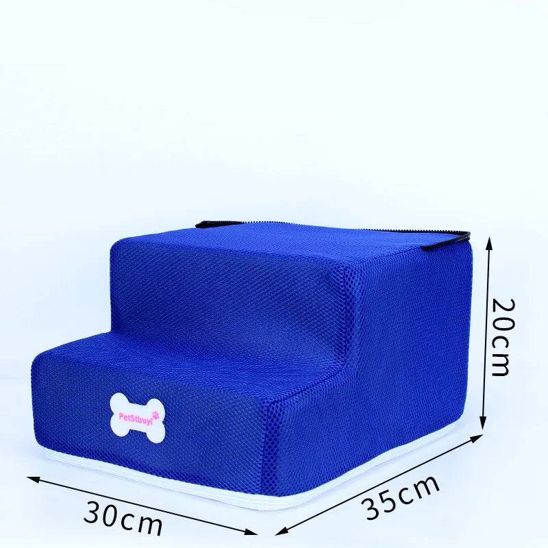 Pawciara 3-step pet stairs for small dogs and cats, with anti-slip surface and removable design, ideal for helping pets reach high surfaces.