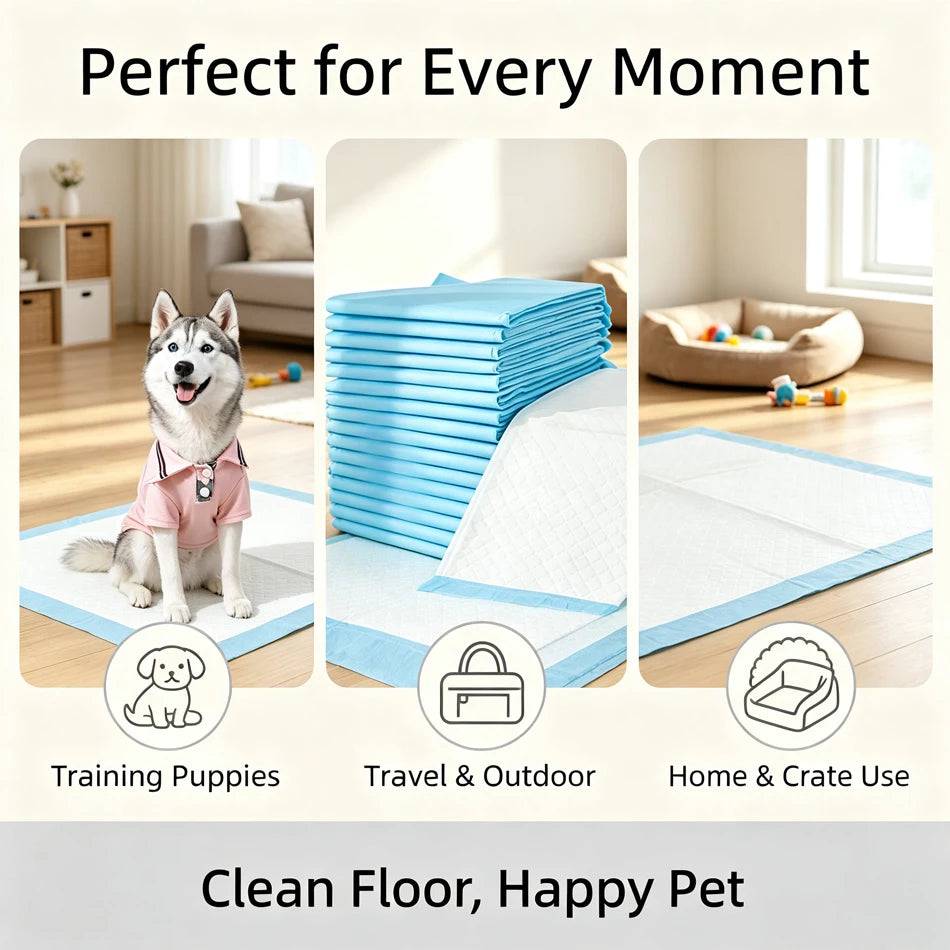 Pawciara absorbent dog and cat pee pads, disposable training pads for pets, 20-pack in trial size with dry, clean cushion.