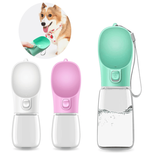 Green Pawciara portable pet water dispenser with 550ml capacity for dogs and cats, ideal for travel and outdoor use.
