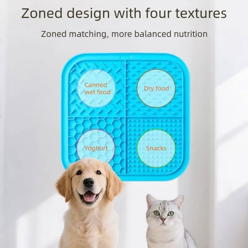 Yellow Pawciara lick mat for dogs and cats, anti-slip feeding tray designed for enrichment, anxiety relief, and distraction during grooming.