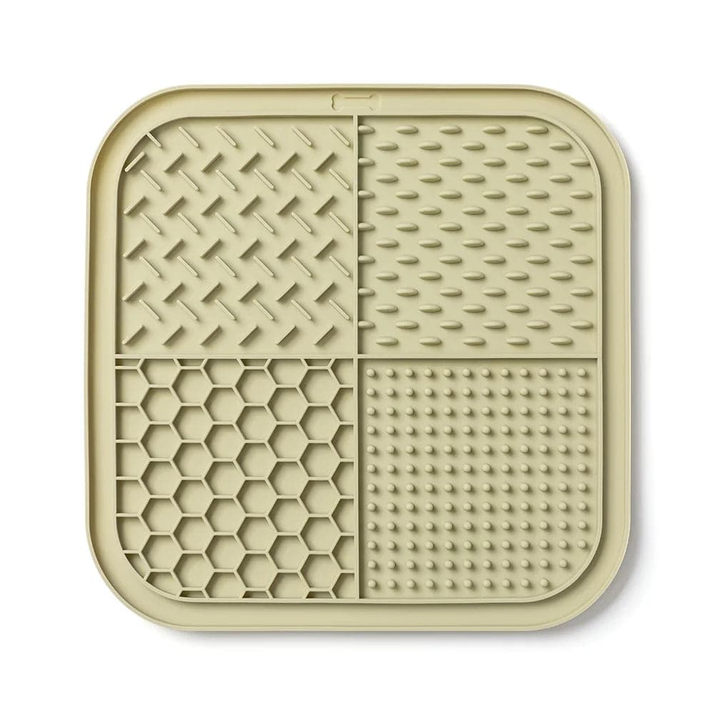Yellow Pawciara lick mat for dogs and cats, anti-slip pet feeding and enrichment tray for anxiety relief and distraction during grooming.