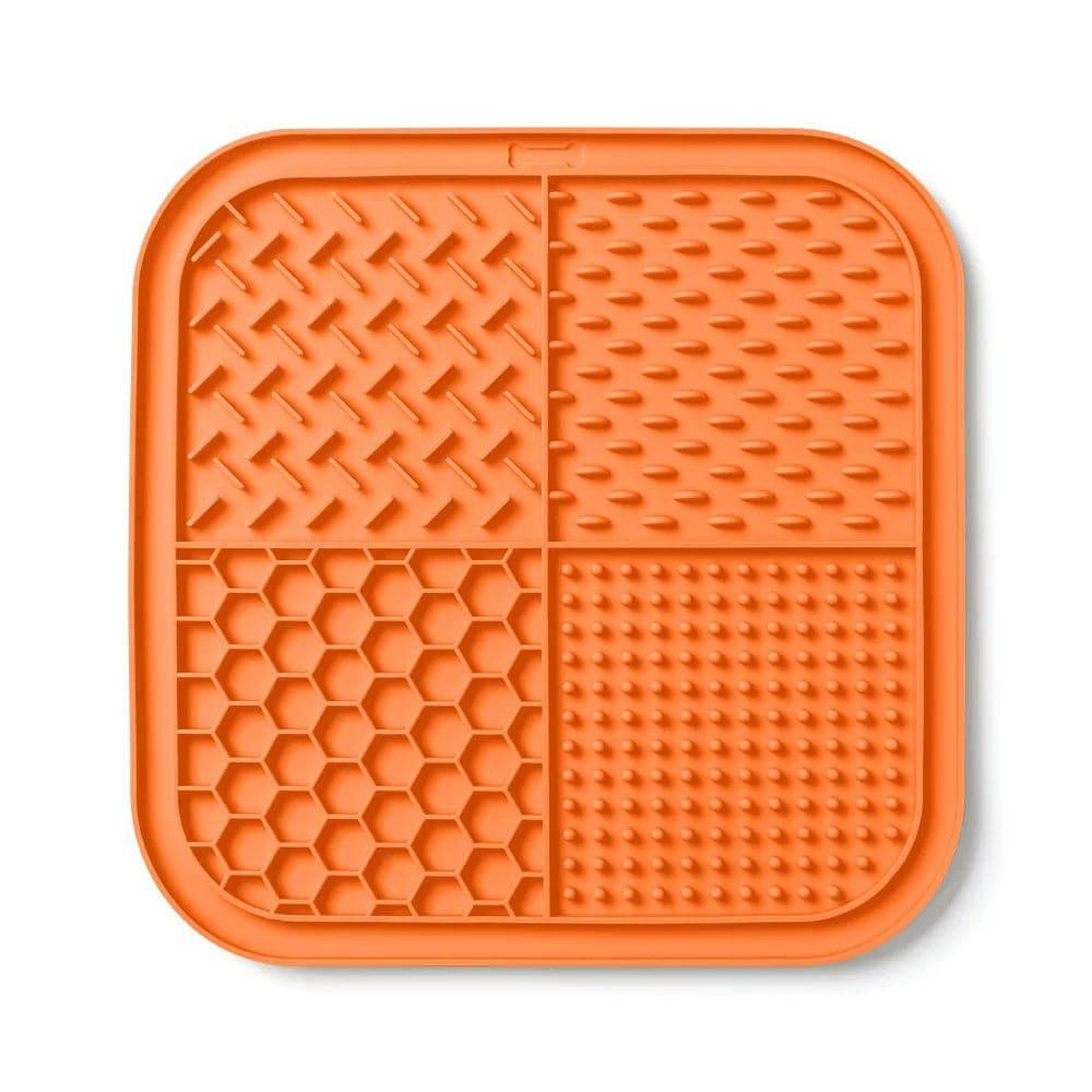 Yellow Pawciara Lick Mat for dogs and cats, anti-slip feeding and enrichment tray for anxiety relief and distraction during grooming.
