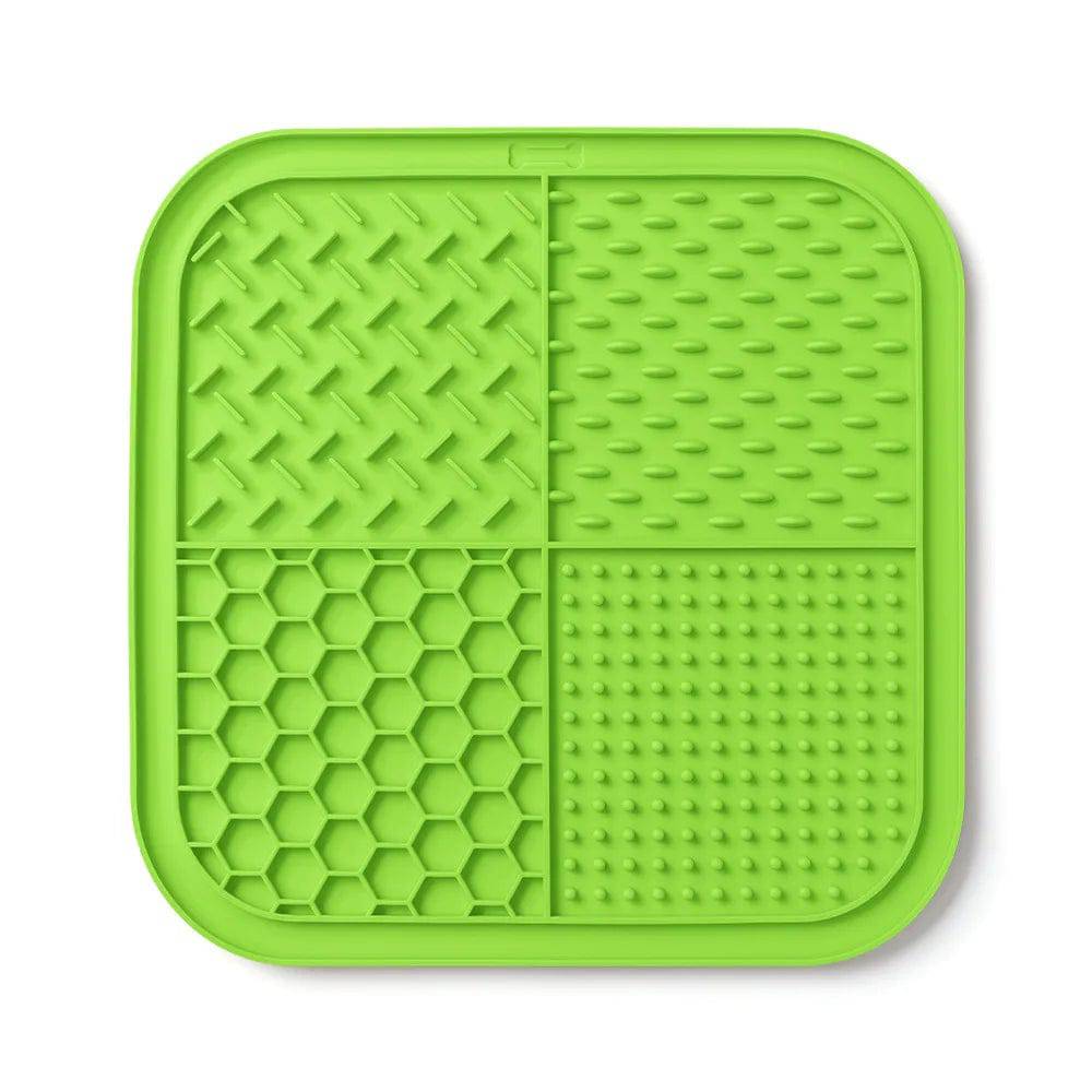 Yellow Pawciara lick mat for dogs and cats, anti-slip feeding and enrichment tray for anxiety relief and distraction during grooming
