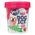 Smoofl Dog Ice Cream Mix Strawberry in a glass container, 160g, natural dog snack by SMOOFL with strawberry flavor.