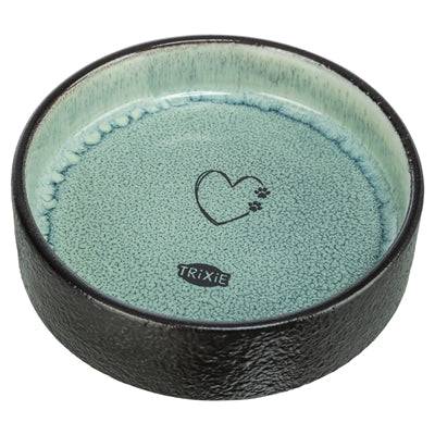Trixie ceramic food and water bowl in assorted colors, 12x12x3.5 cm, designed for pets, made of durable ceramic material.