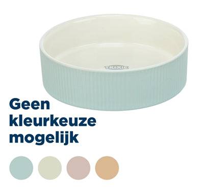 Trixie ceramic food and water bowl for pets, assorted colors, measuring 12x12x3.5 cm, ideal for feeding and hydration.