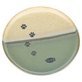 Trixie ceramic cat food and water bowl in green and beige, 16x16x2 cm, designed for pets with durable ceramic construction.