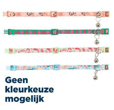 Trixie Flower Power nylon cat collar and matching leash in assorted colors, adjustable 19-31 cm, with floral design.