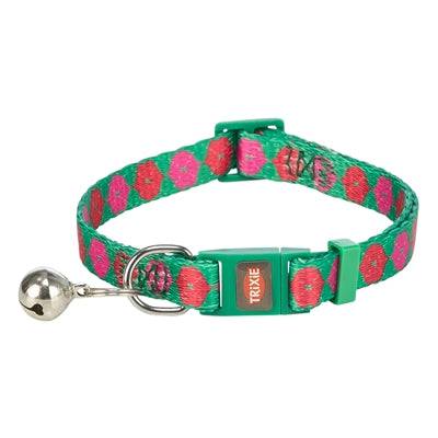 Trixie Flower Power cat collar with adjustable nylon strap in assorted colors, 19-31 cm length and 1 cm width.