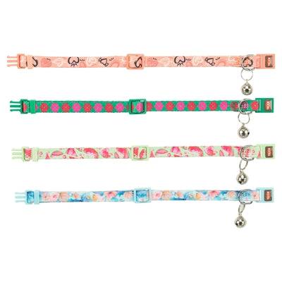 Trixie Flower Power nylon cat collar and matching leash in assorted colors, adjustable 19-31 cm, lightweight and stylish.