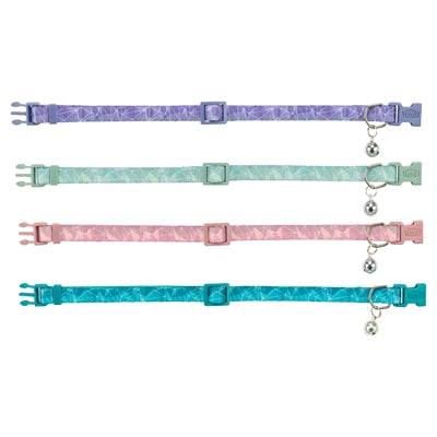 Trixie geometric pattern nylon cat collar in assorted colors, adjustable 20-34 cm, with matching leash, for cats.