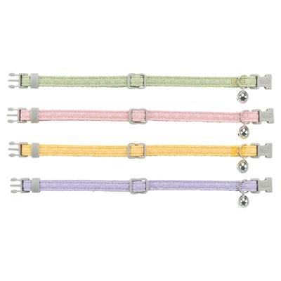 Trixie checkered nylon cat collar with a buckle, adjustable 20-30 cm, in assorted colors, designed for feline safety and style.
