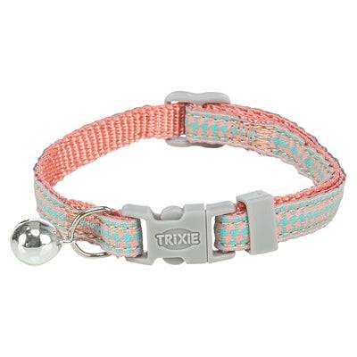 Trixie tufted pattern nylon cat collar and leash set in assorted colors, adjustable 20-30 cm length, for small cats and kittens.