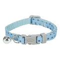 Blue Trixie polka dot nylon cat collar with adjustable length 20-30 cm, featuring a matching leash for cats.